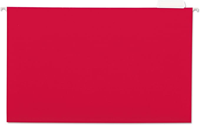 Universal 14218 Hanging File Folders, 1/5 Tab, 11 Point Stock, Legal, Red, 25/Box