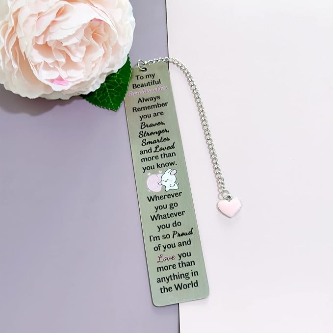 Granddaughter Bookmarks Graduation Gift Inspirational Go to University Encourage Keepsake Birthday Gift Christmas Woman Teens Long Distance Accompany Back to School Present Appreciate Book Accessory