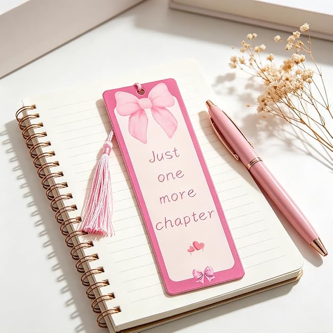 Coquette Acrylic Bookmark Set, 3PCS Pink Bookmarks with Tassel, for Book Lovers, Reading Accessories Gift for Women & Girls(3pc Bow)