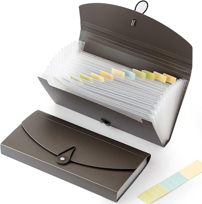 Check Size 13 Pocket Expanding File Folder, Accordion File Organizer Wallet Case for Coupon Receipt Storage,Business Document Organizer Wallet,10 x 5.5 inches