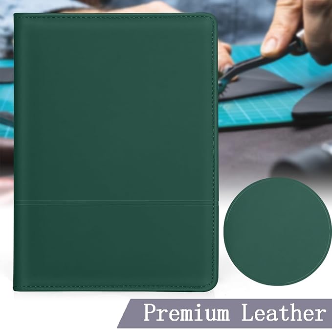 A5 Padfolio Business Portfolio Folder,Junior Size Document Folder Organizer, Padfolio with Interior Pocket and Pen Loop, 5 x 8 Writing Pad Included, Dark Green