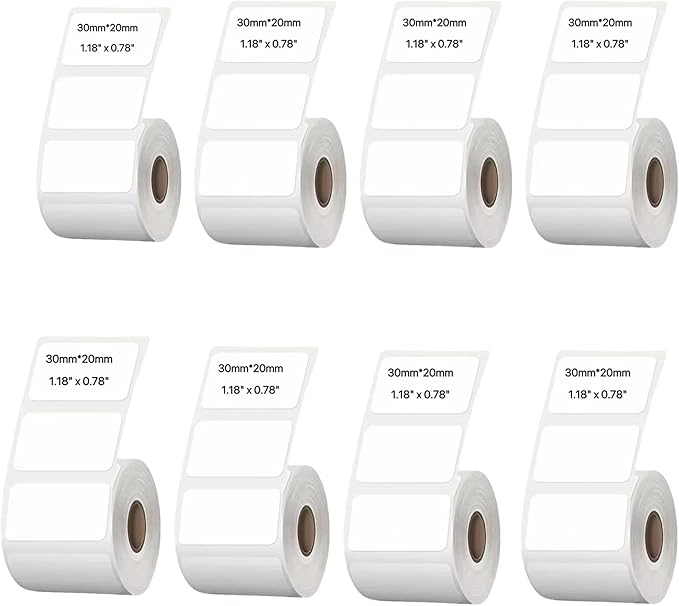 White Thermal Labels Compatible with Phomemo,Marklife for Barcode, Price Tags, Shipping & Logo Design (8, 1.18" x0.78" 320pcs/Roll)