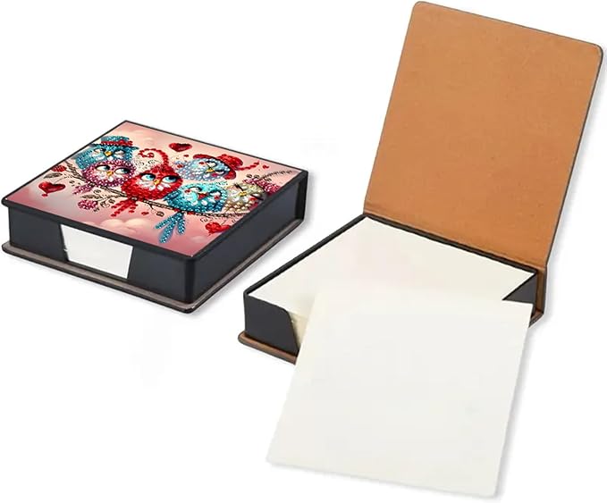 Bird Diamond Painting Note Box Memo Pad Holder, Diamond Art Sticky Notes Organizer for Desk, Aesthetic Stationery Storage Case for Office,School Supplies (Bird2)