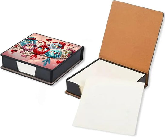 Bird Diamond Painting Note Box Memo Pad Holder, Diamond Art Sticky Notes Organizer for Desk, Aesthetic Stationery Storage Case for Office,School Supplies (Bird2)