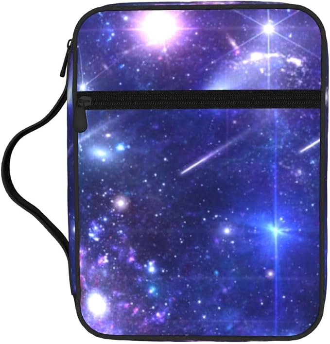 Nebula Galaxy Purple Colorful Bible Cover Case Carrying Book Protector Case Bible Study Supplies Accessories Holder Case Christian Gift for Women Men