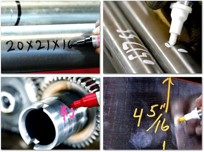 Metal Marking Paint Pen - Industrial Marker For Writing & Drawing on Steel and Metals - Washable Removable Paint Markers, Wet Erase Metal Paint, Yellow Paint Pen for Construction and Welders