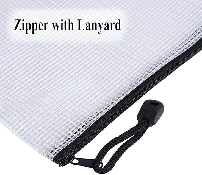 Plastic Mesh Zipper Pouch Document Folders Bag Zip File Bags for Organizing,Office Supplies, Board Game Organization,Home Storage-15 Pcs (Black, 4"x 6")