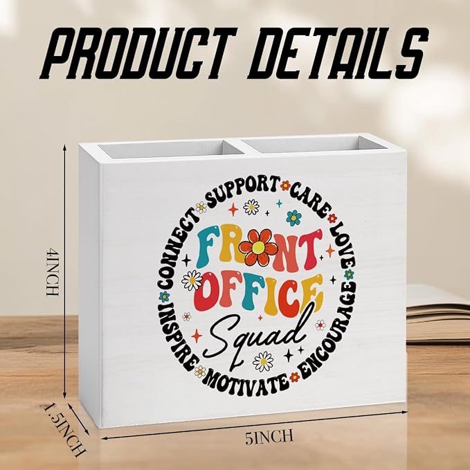 Front Desk Office Decor Front Desk Office Decoration Secretary Administrative Assistant Gifts for Women Men Wooden Pencil Holder, Crew Appreciation Gifts Decor