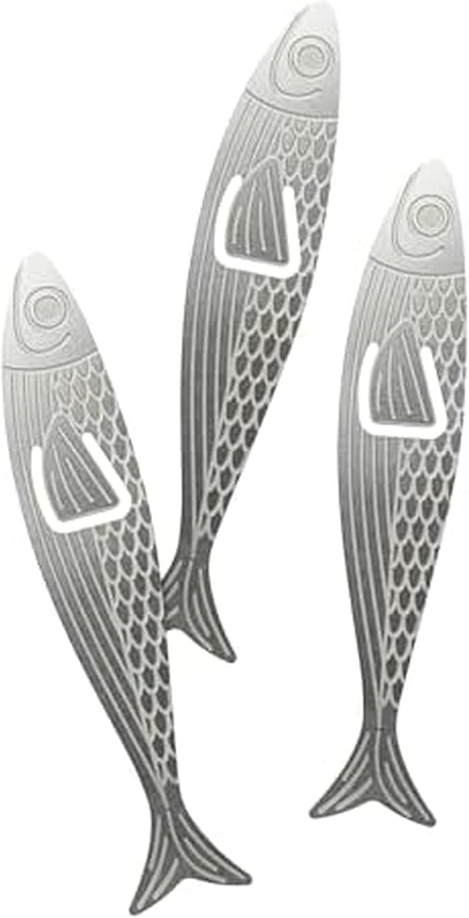 Genuine Fred Water Marks Sardine Bookmarks – Set of 3 Flexible Steel Page Markers with Sardine Tin Packaging – Fun & Functional