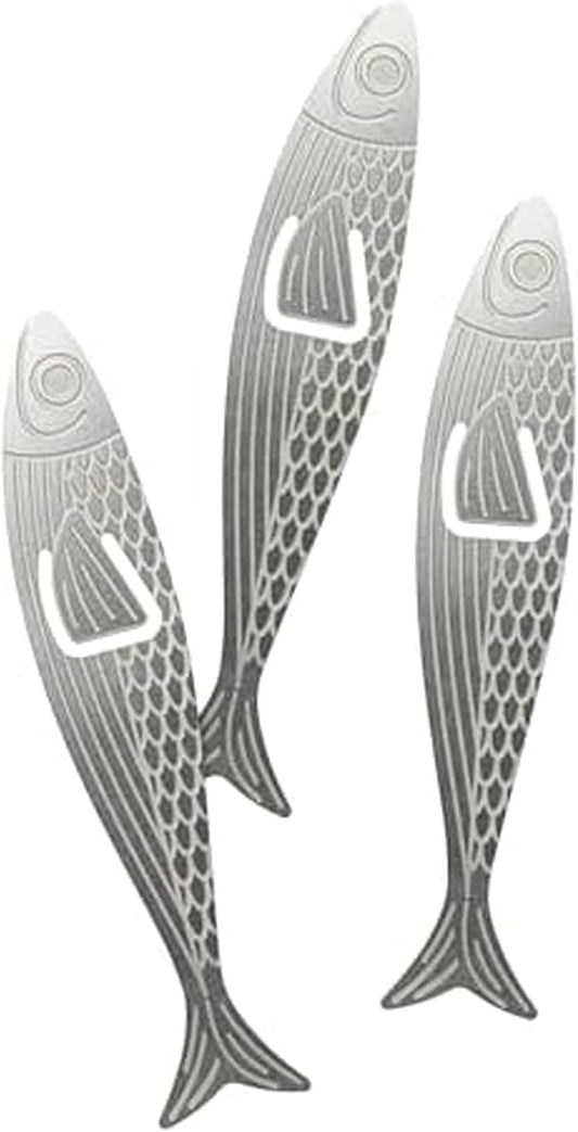 Genuine Fred Water Marks Sardine Bookmarks – Set of 3 Flexible Steel Page Markers with Sardine Tin Packaging – Fun & Functional