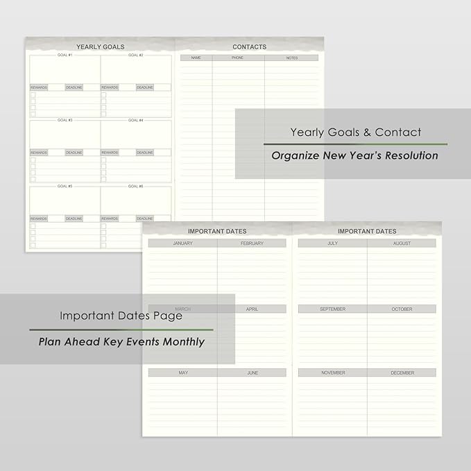 TIIKKASI 2026 Calendar Year Planner Weekly Monthly (Jan - Dec) 6'' x 8.5'' - Lined Journal Notebook Minimalist Agenda Notes, Linen Cloth Book Bound Hard Cover, For School Business Office, Blue