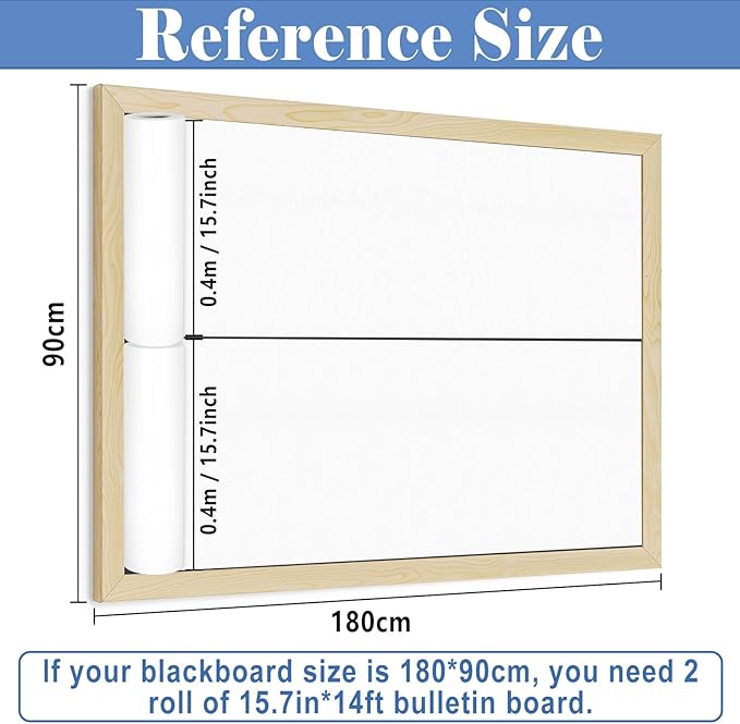 White Bulletin Board Roll Reusable Waterproof Erasable Bulletin Board Wrinkle Resistant Poster Non-Woven Fabric Bulletin Board Roll for Classroom Decor Wrap Crafts DIY Crafts 15.7" x 26ft