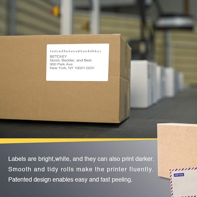 BETCKEY - 3" x 5" Multipurpose & Large Shipping Labels Compatible with Zebra & Rollo Label Printer,Premium Adhesive & Perforated[20 Rolls, 7000 Labels]