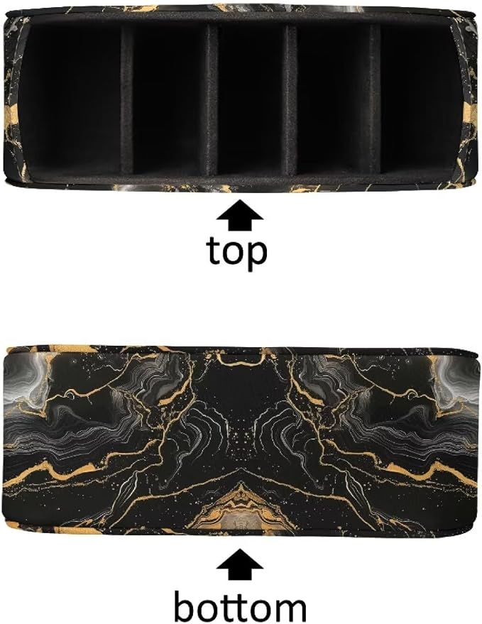Marble Print Remote Control Holder with 5 Compartments, Lightweight Office Desk Organizers - Couch/TV Stand/Bedside Table/Home Theater Accessory - Desktop Caddy
