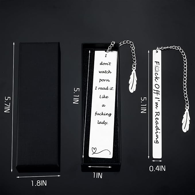 2Pcs Funny Smutty Bookmark Gifts for Men Book Lover Metal Book Mark Stainless Steel Bookmark Inspirational Women Reading Accessories Unique Friend Coworker Teacher Gifts Male Christmas Birthday Gift