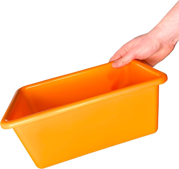 Small Cubby Bins 12 Piece Pack for Office Storage Kids Classroom or Toy Home Organizing Cube Bin with Plastic Container Self Adhesive Labels (11.6 x 7.7 x 4.9 Inch