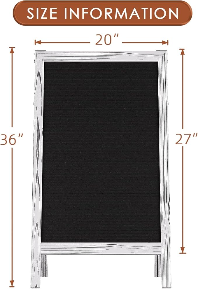 INNOVART A-Frame Sidewalk Sign 36”x20”, Sandwich Felt Letter Board w/Changeable Letters, Double-Sided Felt Letter Board, Free Standing Letter Board Easel for Restaurant, Business, Wedding, White