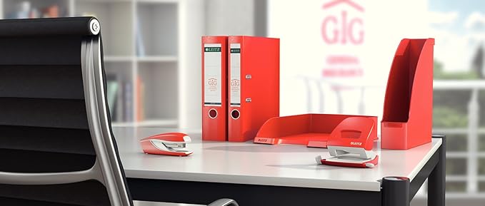Leitz 55020020 Ergonomic Metal Stapler, Light Red