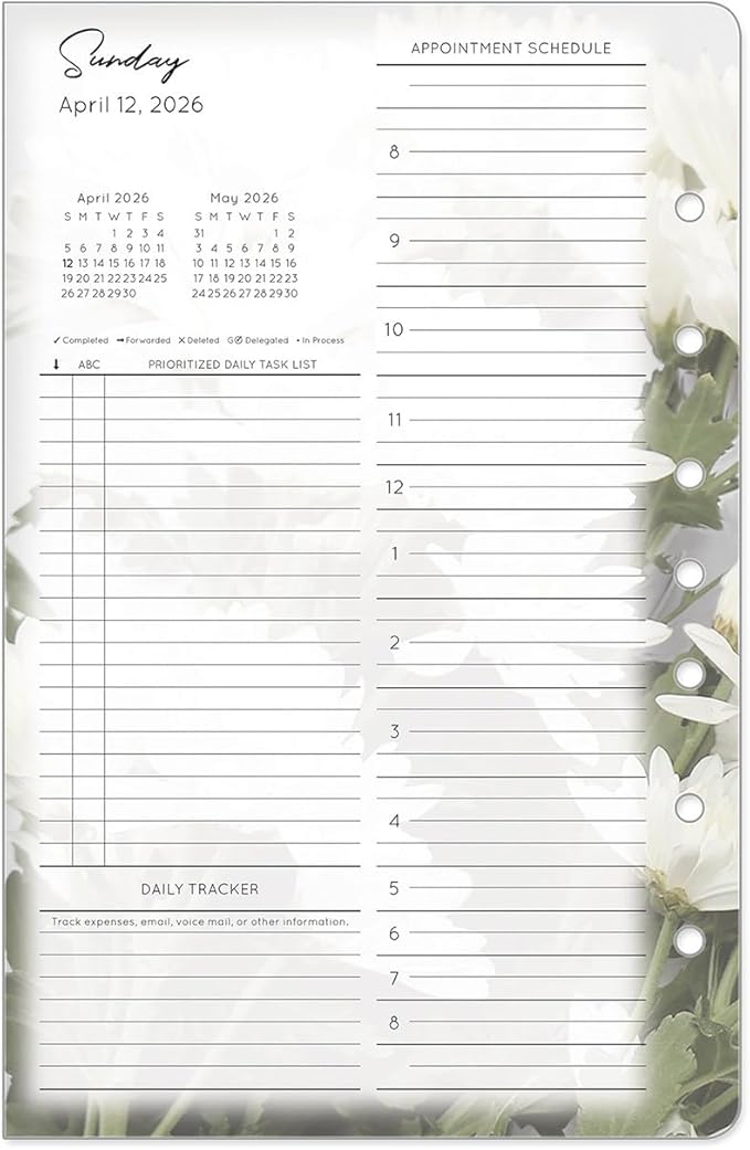 FranklinCovey - Blooms Planner Refill | Two Page Per Day - Ring-Bound (Classic, Apr 2026 - Mar 2027)