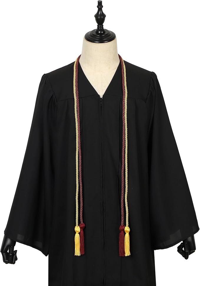 Graduation Double Honor Cords with Tassels Braided Academic Ropes for High School College Ceremony 68 Inch (Maroon+Gold)