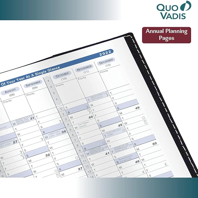 Quo Vadis 2024 President - Weekly/Monthly Planner - 13 Months, Dec. to Dec. - 8 1/4 x 10 1/2" - Smooth Faux Leather Soho Black - Time Management Appointment Organizer