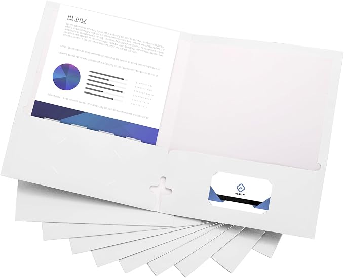 10 Pack Two Pocket Folders, White, Strong Thick Paper Folders, for Letter Size, by ACTIVITYya