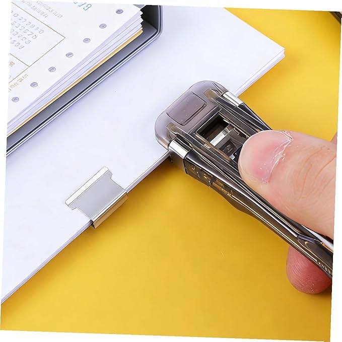 Abaodam Reusable Desktop Stapler with 2 Black Mini Staplers and 200 Refill Staples, Portable Paper Fastener Clip Dispenser for Office, Classroom, and Document Binding
