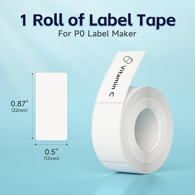 Thermal Labels DETONGER 1/2 Width Compatible Tape Refills Label Stickers Film Coatedfor Label Maker Tapes Home Office School Business Use Sticky Liquid-Proof 0.5"×0.9"(12×22mm) 230pcs White