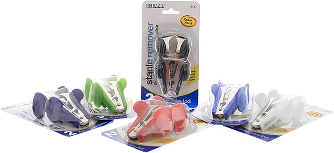 BAZIC Products Staples Remover & Safety Lock Pinch Jaw Claw Style, Lightweight Staple Puller, Portable Small Size, for School Office Home, 1 Unit, Random Color