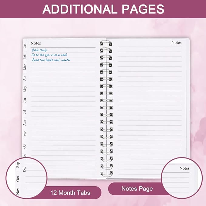 2026 Pocket Planner/Calendar - A6 Weekly & Monthly Organizer Notebook & Journal to Track Goals, Easy to Organize Your Daily Life, Medium 3.75" x 6.75", Pink