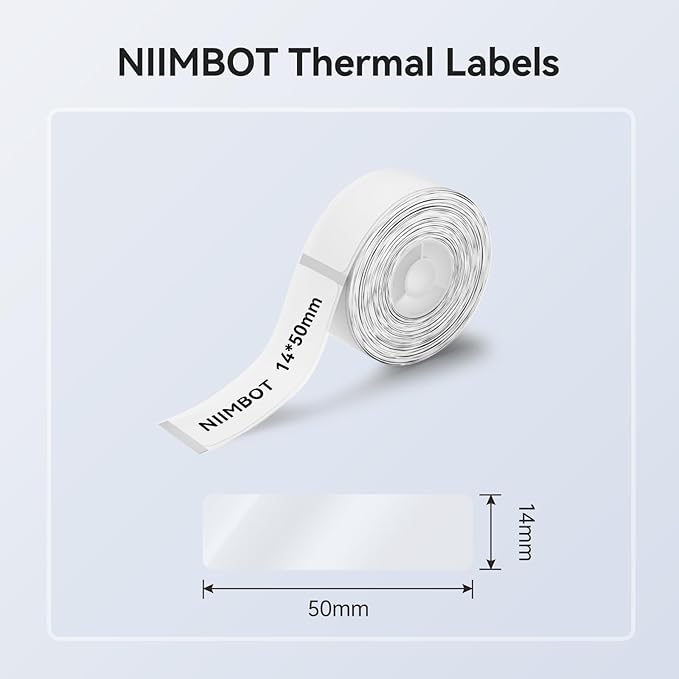 NIIMBOT Label Maker Tape for D11/D110/D101 Label Maker, 14 x 50 mm (0.55'' x 1.97'') for Home Office Labeling Tape Replacement, Clear
