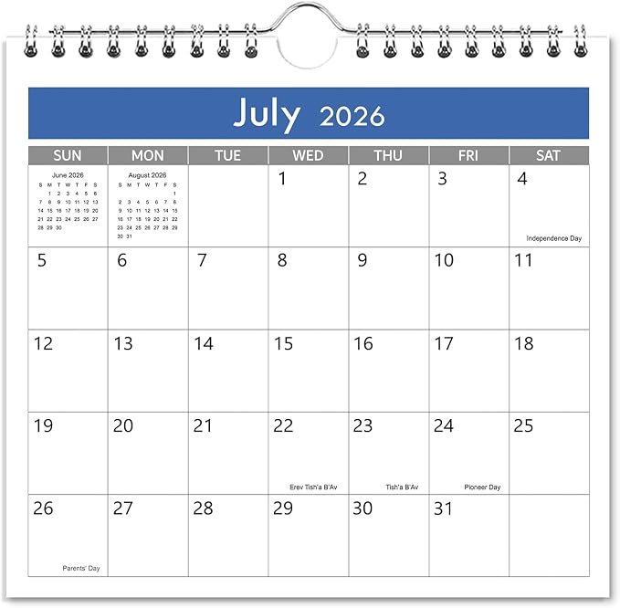 Mini Calendar 2026-2027, 7'' x 7'' Small Calendar Runs from July 2026 unitl December 2027, Little Wall Calendar for Wall, Desk, Bulletin Board or Fridge