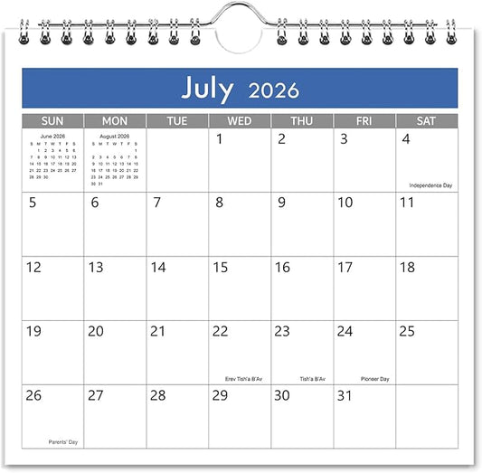 Mini Calendar 2026-2027, 7'' x 7'' Small Calendar Runs from July 2026 unitl December 2027, Little Wall Calendar for Wall, Desk, Bulletin Board or Fridge