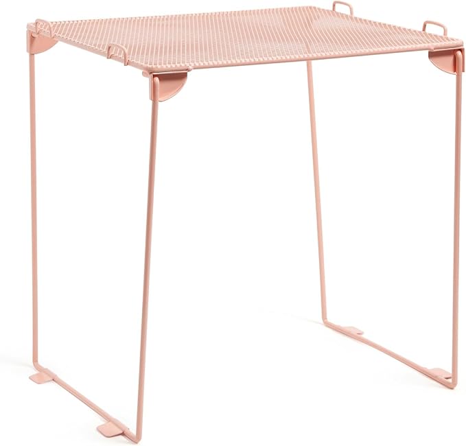 U Brands Mesh Locker Organizer Shelf, 11" x 10" x 12", Peachy Pink, Back to School Essentials, Stackable, Fits Standard Size School Lockers