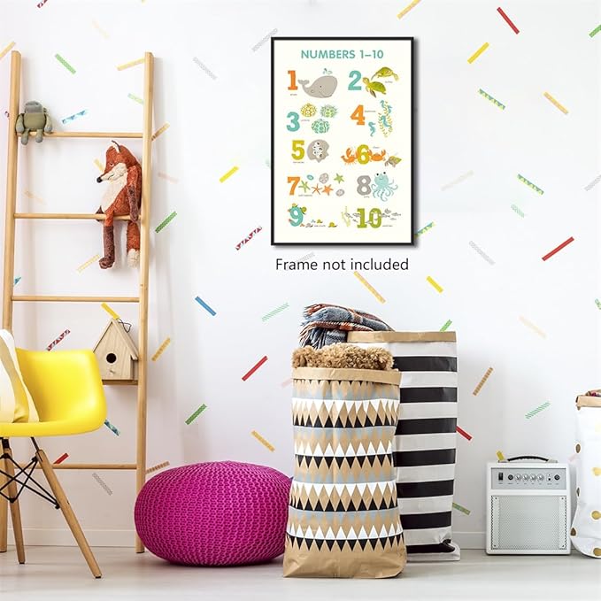 xbsifyiooa Number 1-10 Poster for Toddlers, Learning & Educational Numbers Posters for Toddlers 1-3, Kids Learning Posters, Cute Animal Numbers Chart Preschool Wall Posters For Kids 24x36in Unframed