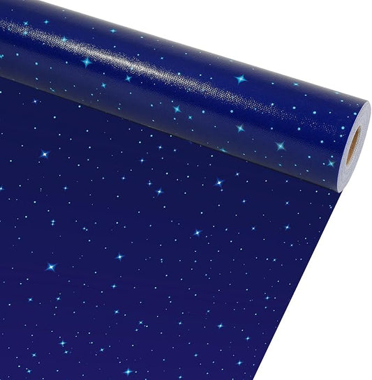 Outer Space Bulletin Board Roll Reusable Waterproof Erasable Blue Night Sky Non-Woven Fabric Bulletin Board Roll Wrinkle Resistant Background Poster for Classroom Decor Wrap DIY Crafts 15.7" x 20ft