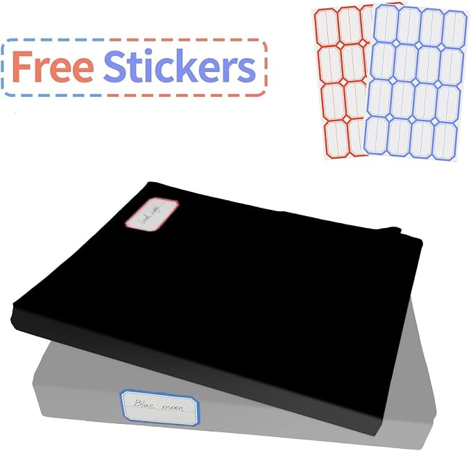 2 Pack Stretchable Jumbo Book Covers, Washable Durable Reusable Book Protector fits Hardcover Textbooks up to 9" X 12" Office Supplies with Free Sticker Labels (Grey + Black)