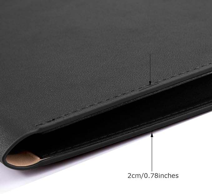 PU A4 Leather File Folder Document Holder Folder Stylish Portfolio Envelope Case with Strap and Invisible Magnetic Closure (Black)