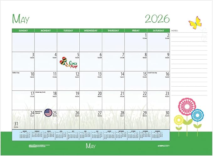 2025-2026 House of Doolittle Seasonal/Holiday 22" x 17" Academic Monthly Desk Pad Calendar (1395-26)