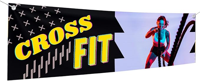 Crosss Fit Large Banners and Signs for Outdoor by Mavis Printing-Polyester Banner with 4 Holes for Easy Hang Indoor & Outdoor|4x1 Feet HD Print Sign to Promote Church| Made in USA