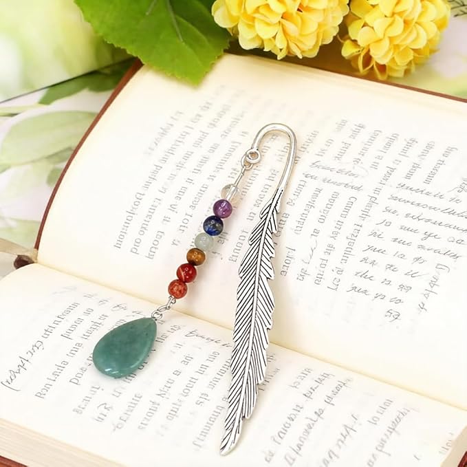 Metal Bookmark, Feather Book Marks with Pendants for Readers Book Lovers, Funny Gift Box Birthday Christmas Easter Gift for Adults Teen Boys Girls
