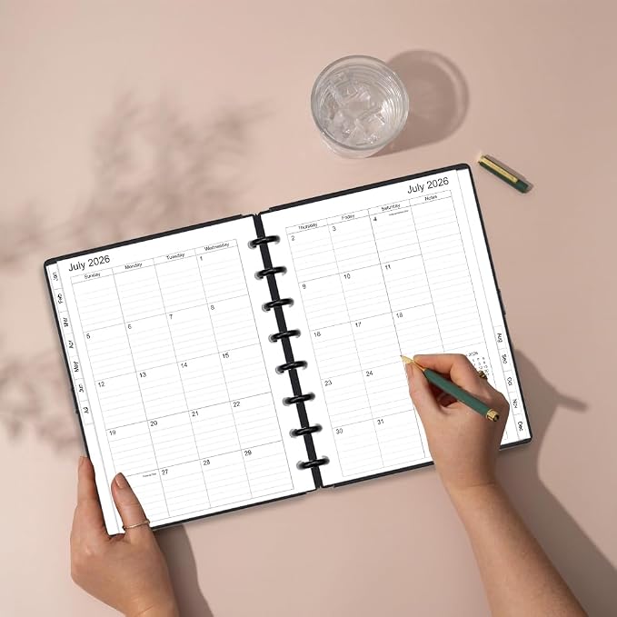 2026-2027 Monthly Planner Refills, Two Pages Per Month,Jan 2026 to Dec 2026, A5 Size,5.8" x 8.25",8-Discbound，2026-2027 Monthly Planner Inserts