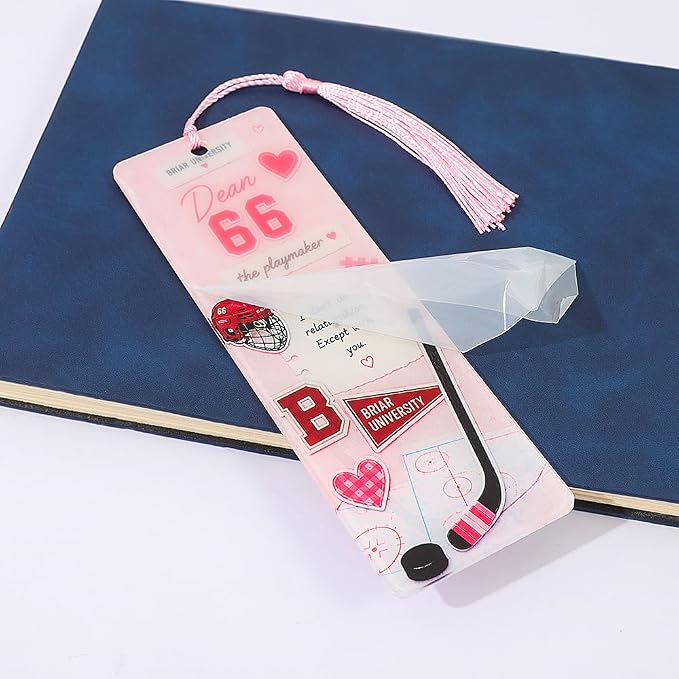 Off-Campus Acrylic Bookmark Set with Tassels, Double-Sided Hockey Romance Bookmarks Featuring Garrett, Logan, Dean & Tucker, Bookish Reader Gift for Romance Book Lovers(5 Piece)