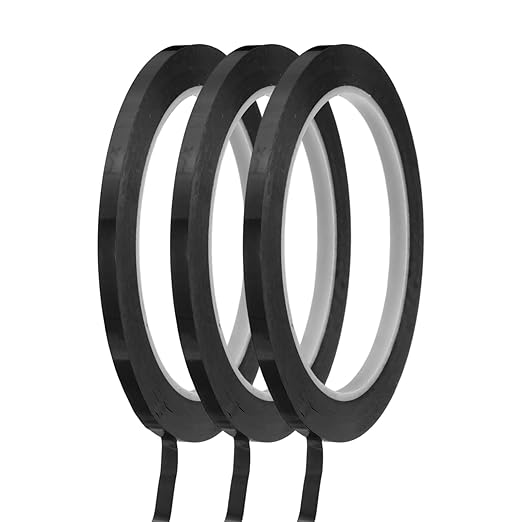 MECCANIXITY Whiteboard Tape 3/16" / 5mm Self Adhesive Graphic Chart Line Tape 72 Yard Grid Marking Stickers for Pinstripe Dry Erase Board Scrapbooking DIY Art Crafts, Black, Pack of 3