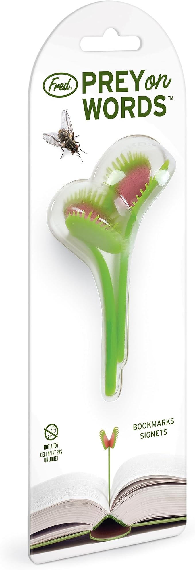Genuine Fred Prey ON Words Venus Flytrap Bookmarks, Set of 2 Page Markers, Soft and Flexible Silicone, 3" Tall, for Plant and Book Lovers