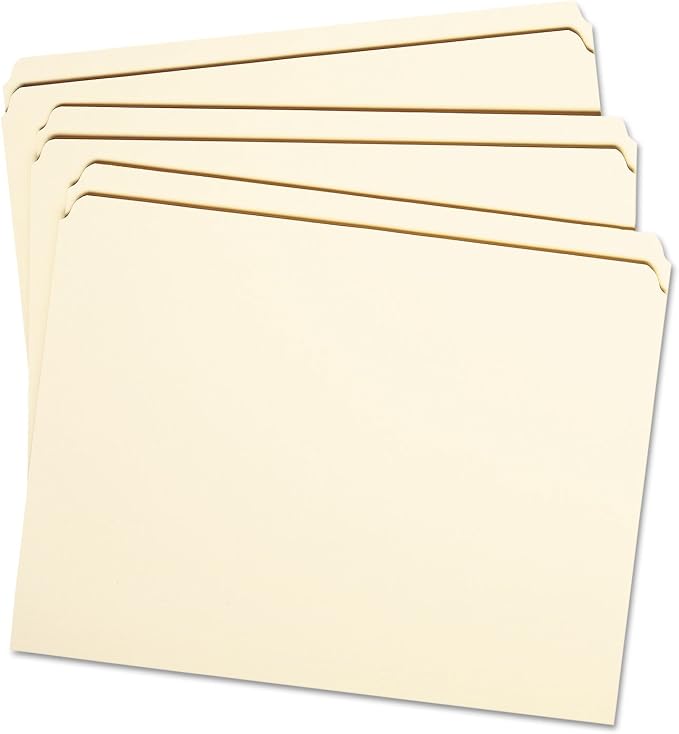 Smead File Folder, Reinforced Straight-Cut Tab (Not Undercut), Letter Size, Manila, 100 per Box (10310)