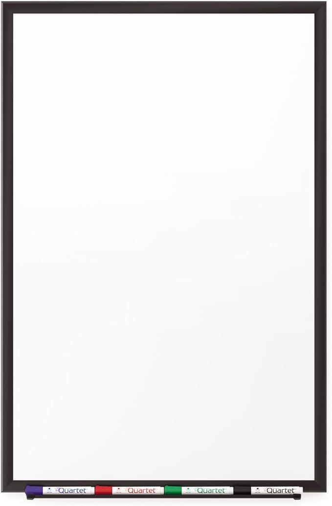 Quartet Magnetic Porcelain Whiteboard, 6' x 4' White Board, Premium, Duramax, Black Aluminum Frame (2547B)
