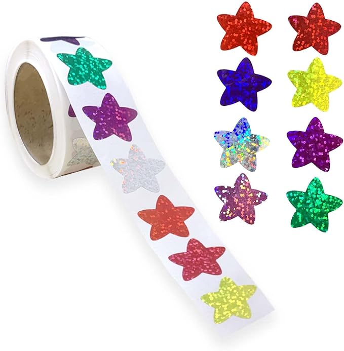 1000 PCS Incentive Stickers Glitter Star Stickers, Reward Self Adhesive Stickers Envelope Birthday Party Decoration Wedding School Classroom Teacher Supplies