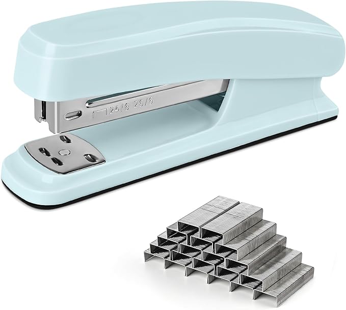 Temiary Staplers for Desk with 2000 Staples Standard, Jam Free, Reduced Effort, Stapler for School Office Home Supplies (Blue)