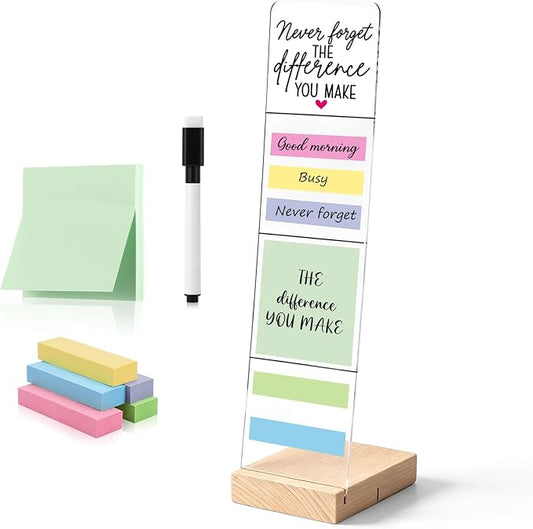Affrolling Monitor Memo Board with Removable Wooden Base Acrylic Portable Memo Notes Holder Desk Accessories Organizer with 600 Sheets Reminder Notes Office Desk Decor Gift(Inspirational)
